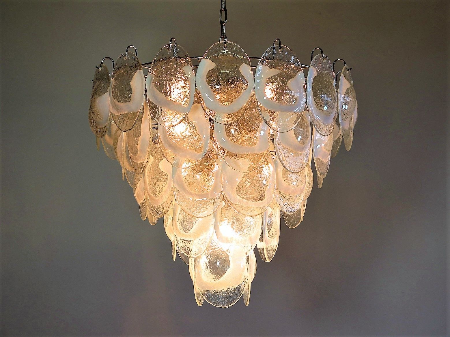 1970's Murano Chandelier By Mazzega   50 Lattimo Glasses photo 1150.0