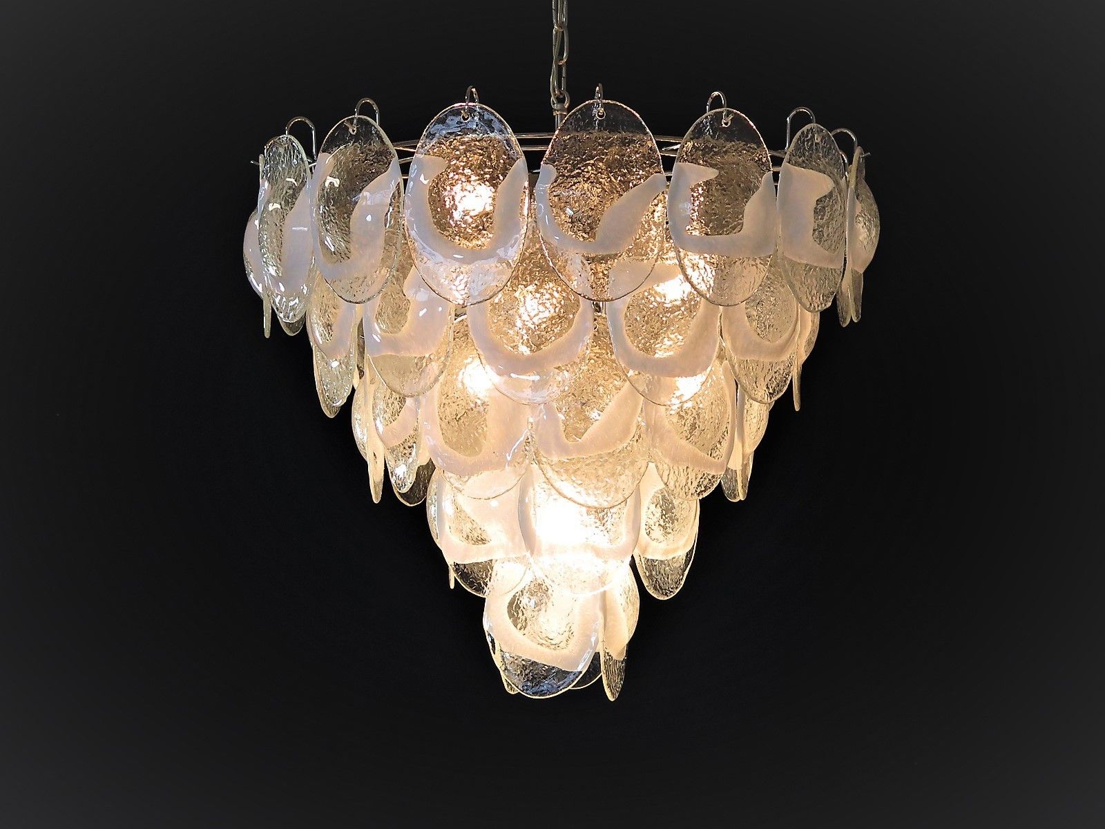 1970's Murano Chandelier By Mazzega   50 Lattimo Glasses photo vintage