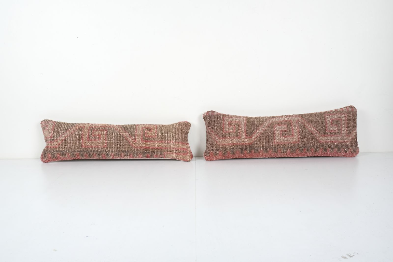 Set Of Two Turkish Ousha Pillow Cover, Pair Boho Woven Lumbar Carpet  Cover Set Of Two Turkish Oushak Rug Pillow Cover,