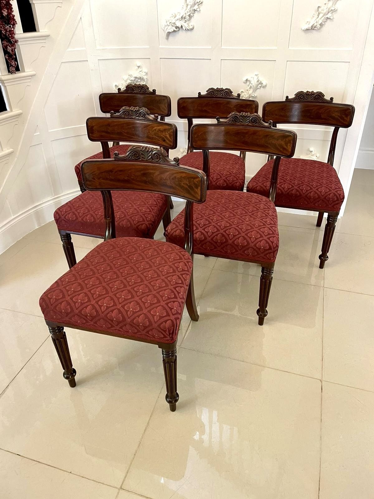 Fine Set Of 6 Antique 19th Century Quality Mahogany Library Chairs By Gillows photo furniture