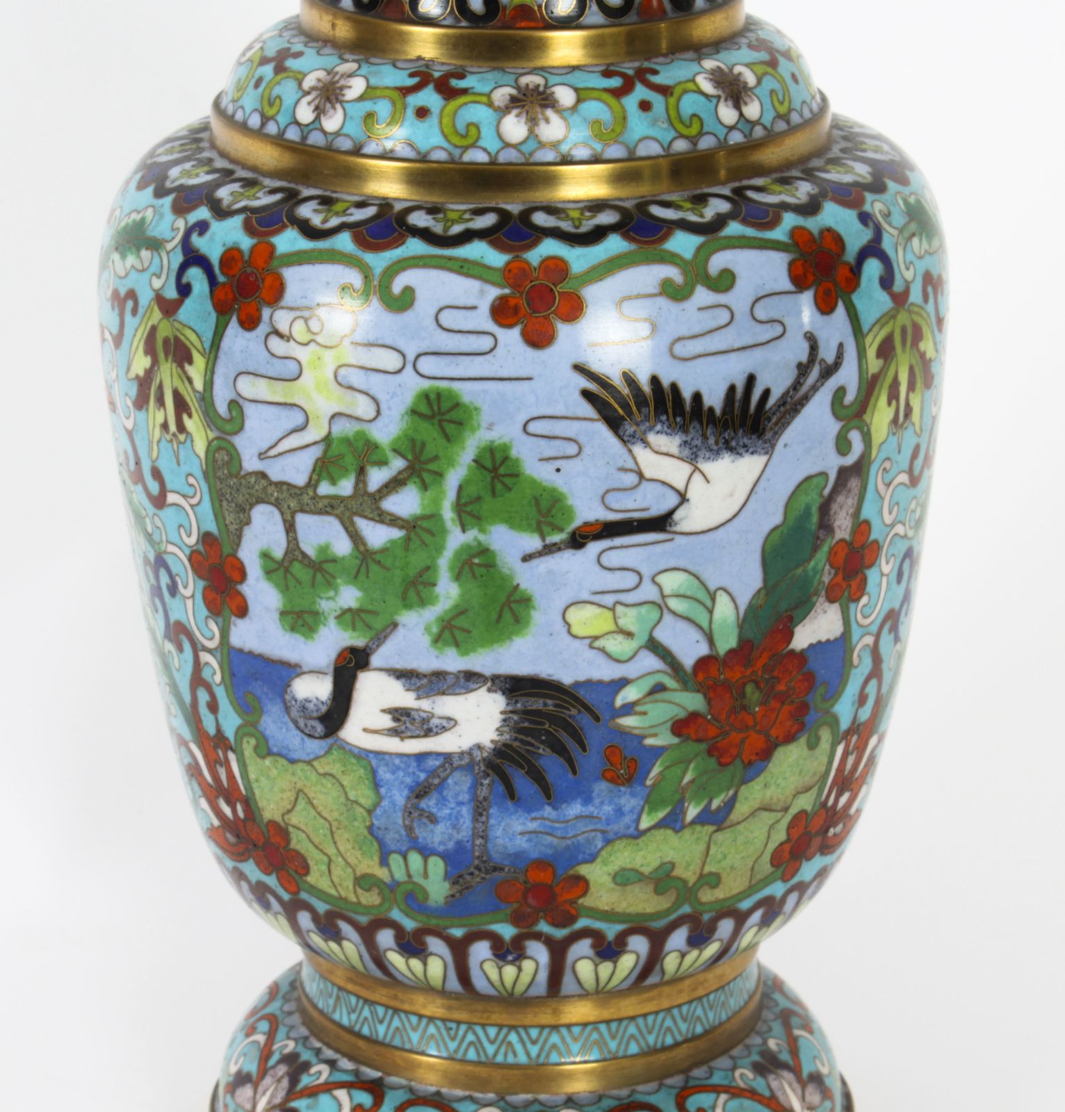 photo buy Vintage Pair Of Chinese Cloisonné Enamelled Vases 20th C