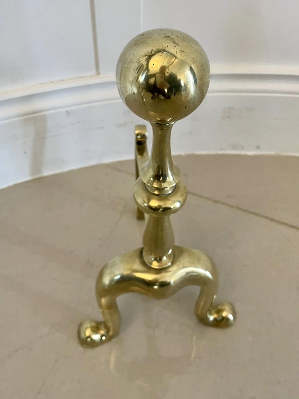Pair Of Antique 19th Century Quality Brass Fire Dogs photo 545.0