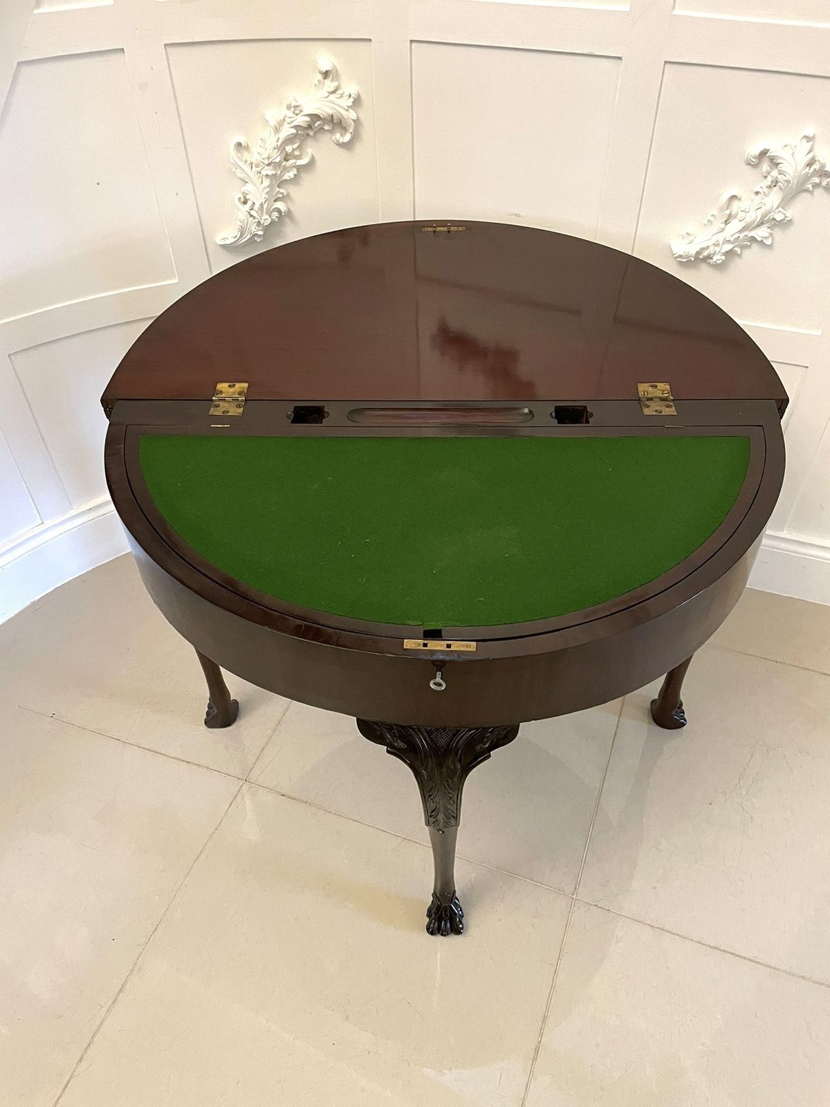 Unusual 18th Century Antique Quality Mahogany Irish Triple Top Card Table photo 3995.0