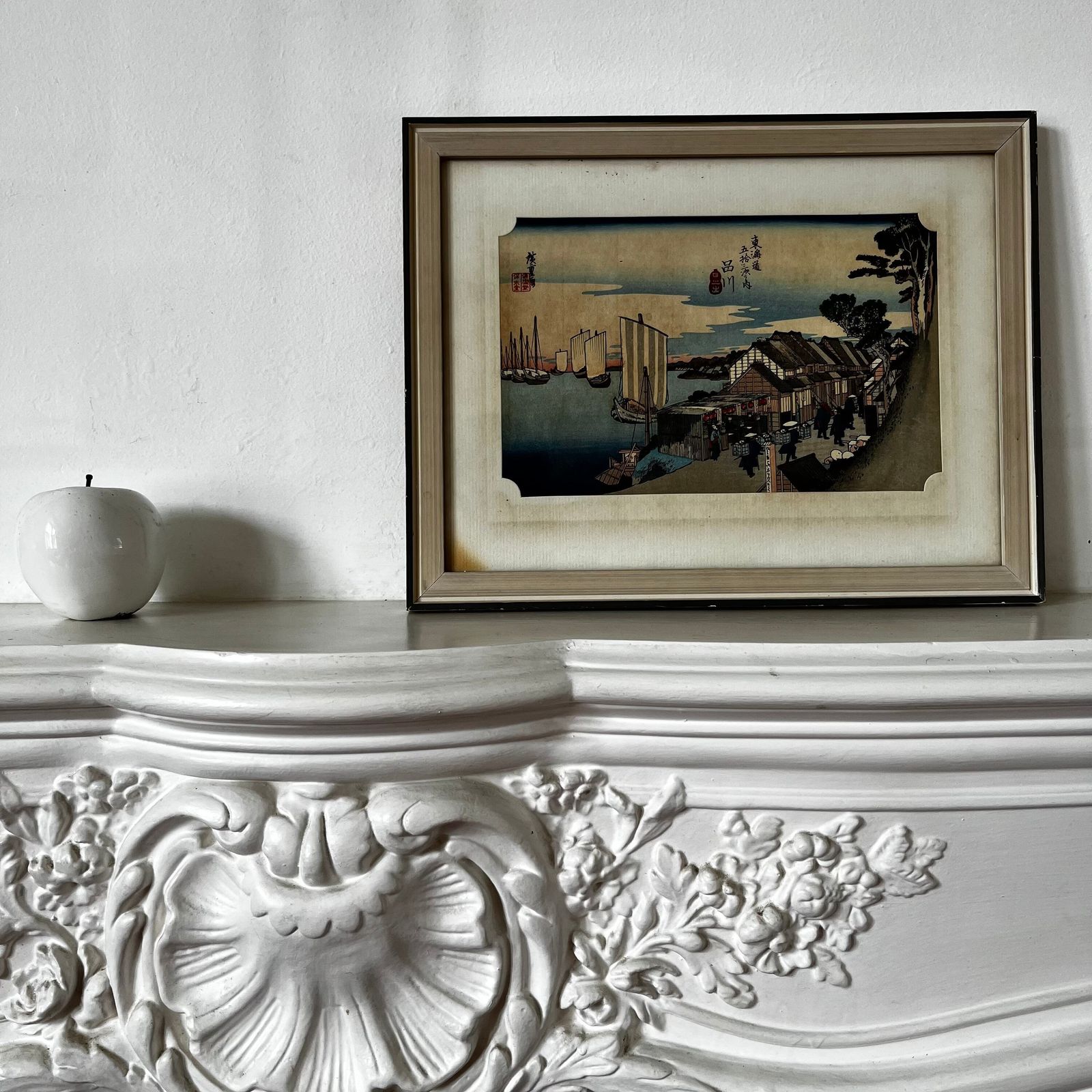 Japanese Woodcut Print Of Japanese Fishing Village photo furniture