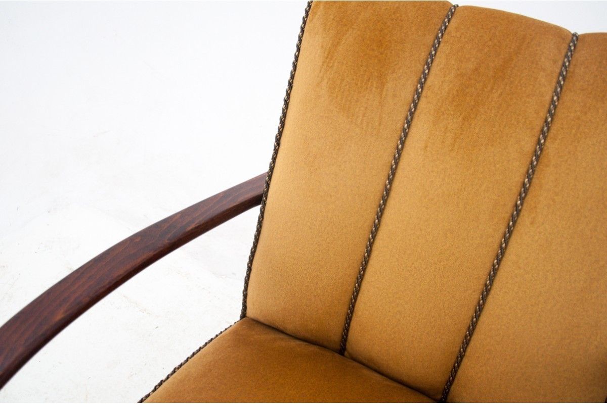 photo for sale Art Deco Yellow Armchairs By J. Halabala, Czechoslovakia, 1930s