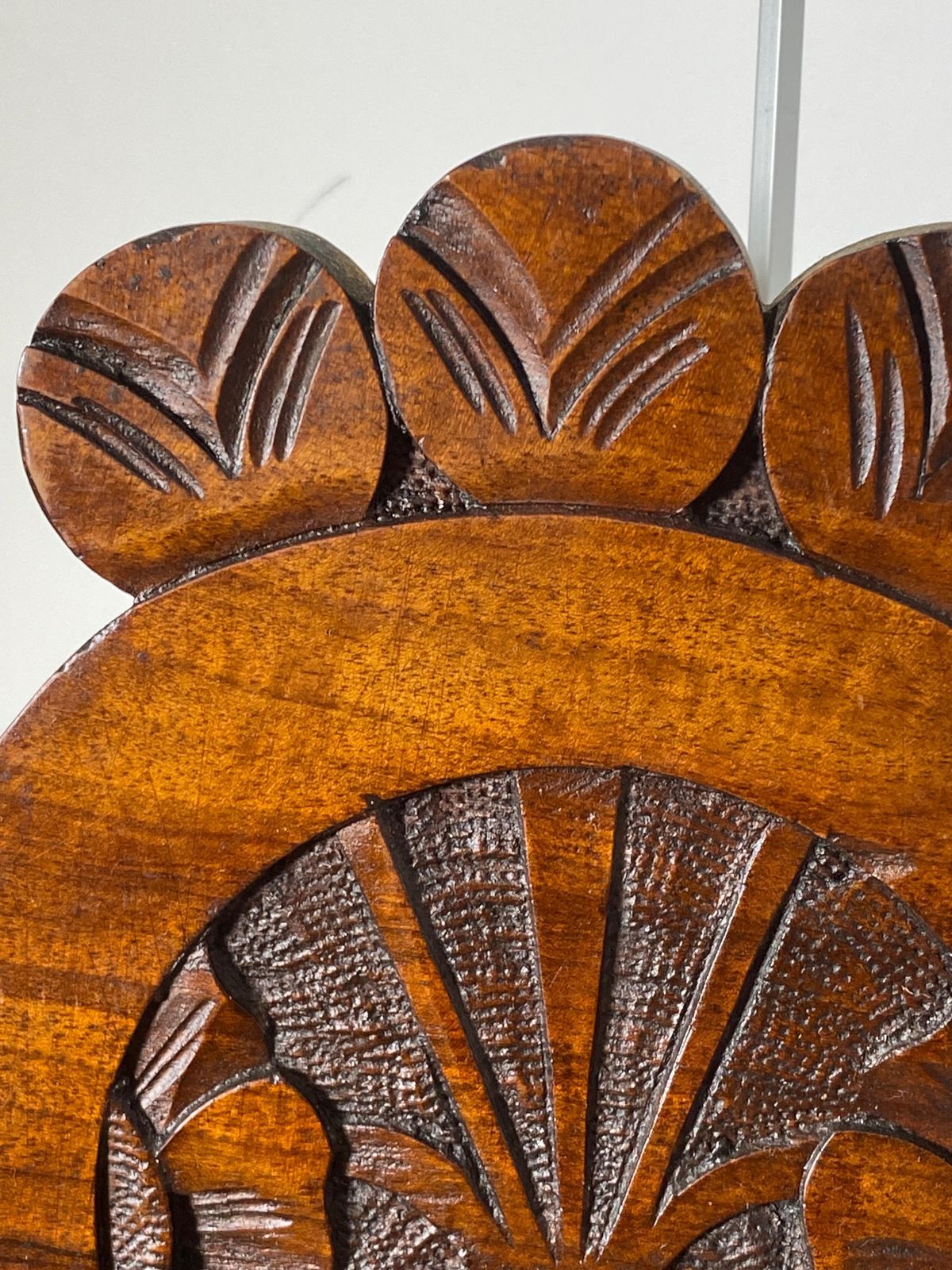 photo for sale Art Nouveau Wood Wall Mirror With Facet Cut, Austria, Circa 1900