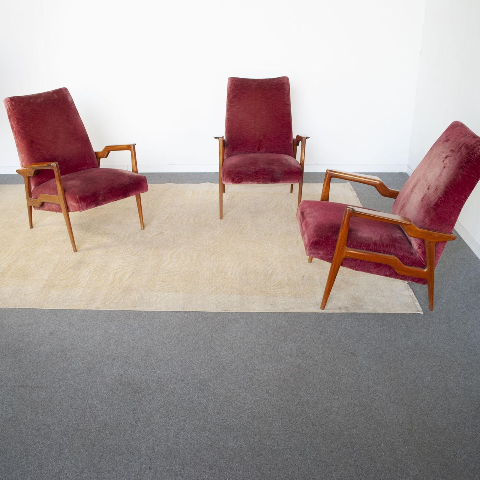 Ico Parisi Italian Mid Century Set Of Three Armchairs, 1950s photo for sale