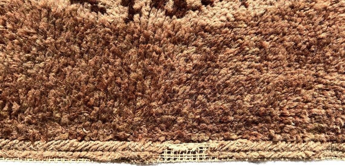 Scandinavian Style Brown Hook Rug, Mid Century High Pile Shag Rug photo 199.0