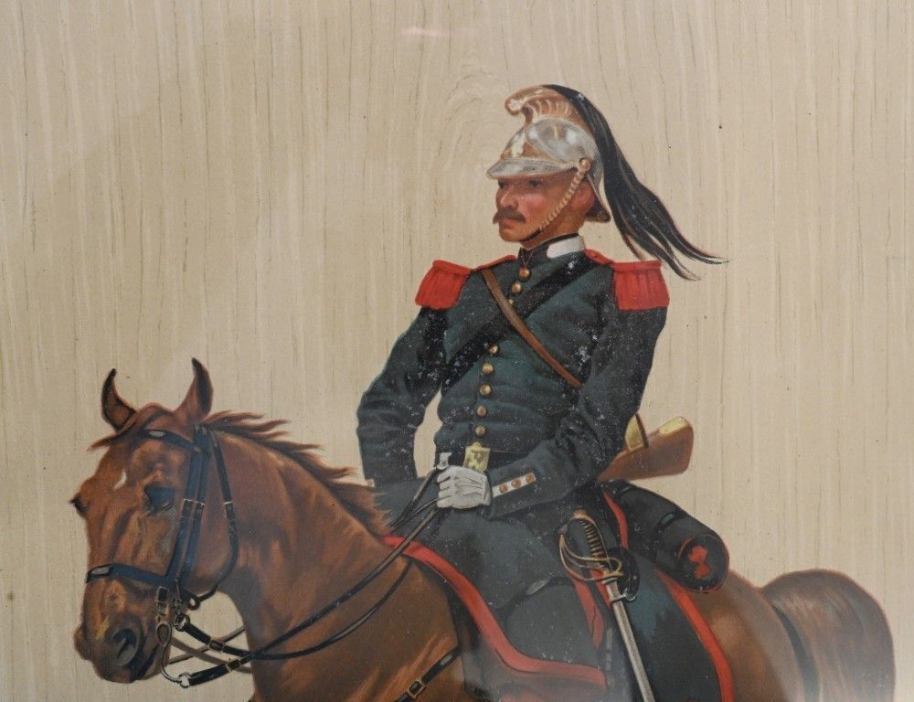 photo furniture Set French Prints Soldiers Horseback Cavalry Legras Paris