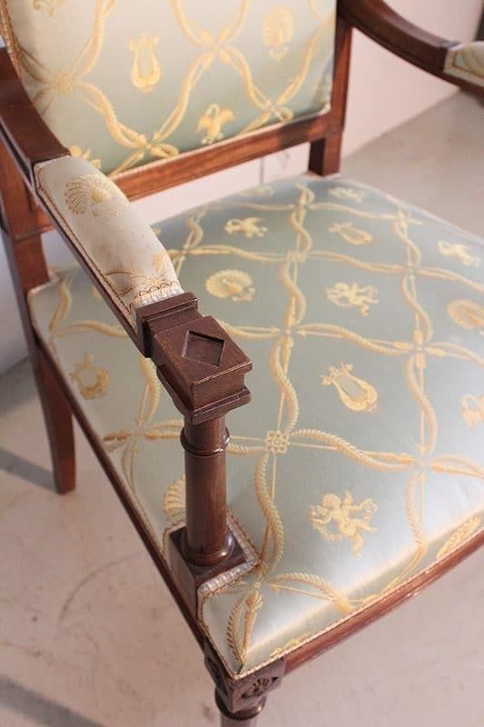 Suite Of 3 Mahogany Armchairs, Louis XVI Style – Mid 20th Century photo vintage