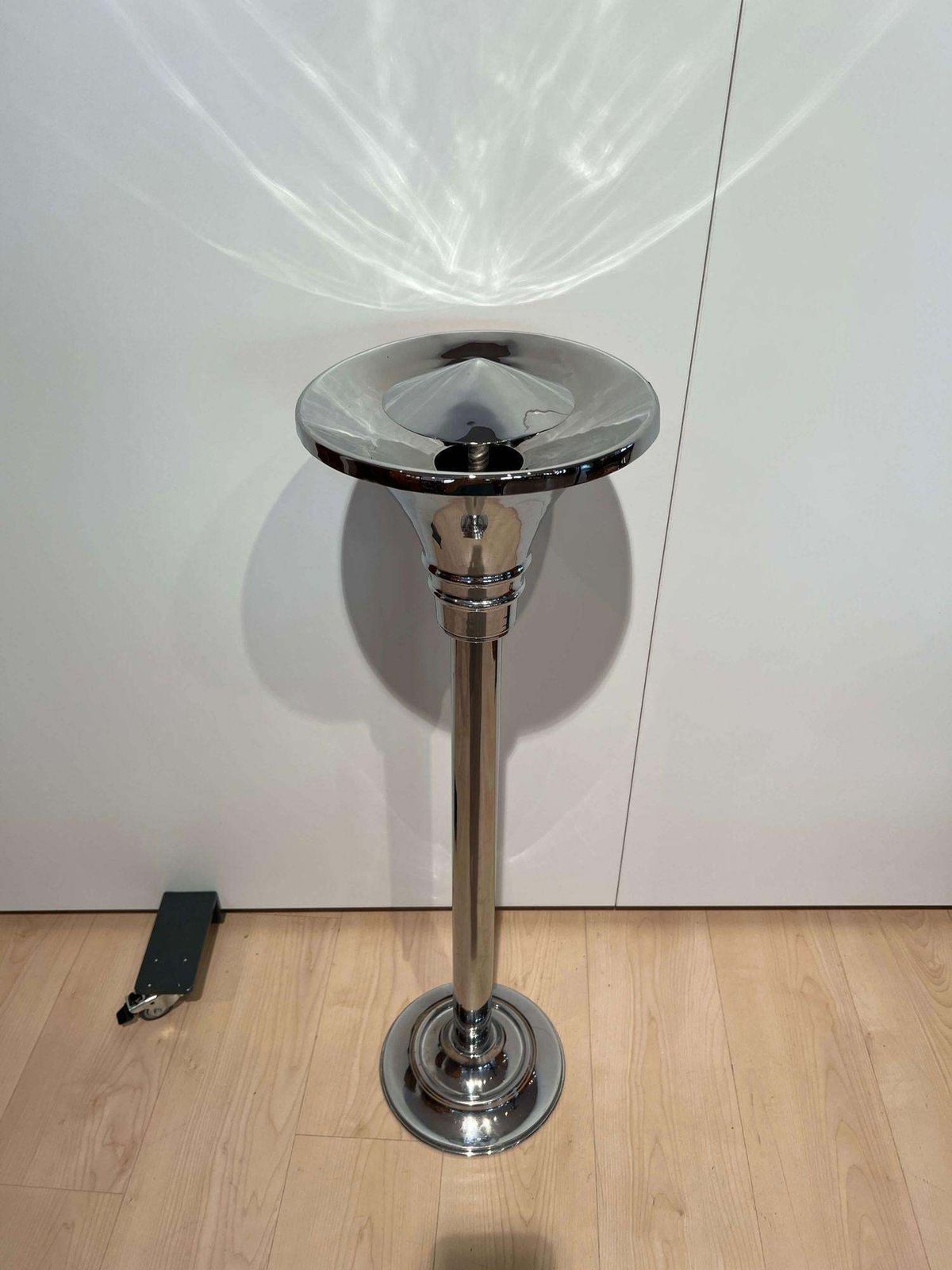 Art Deco Standing Ashtray, Polished And Chromed Metal, Switzerland, Circa 1930 photo for sale
