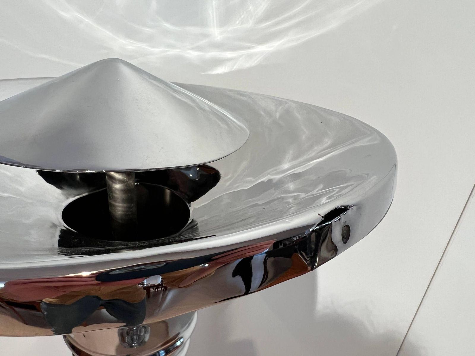 1653.91 Art Deco Standing Ashtray, Polished And Chromed Metal, Switzerland, Circa 1930 photo