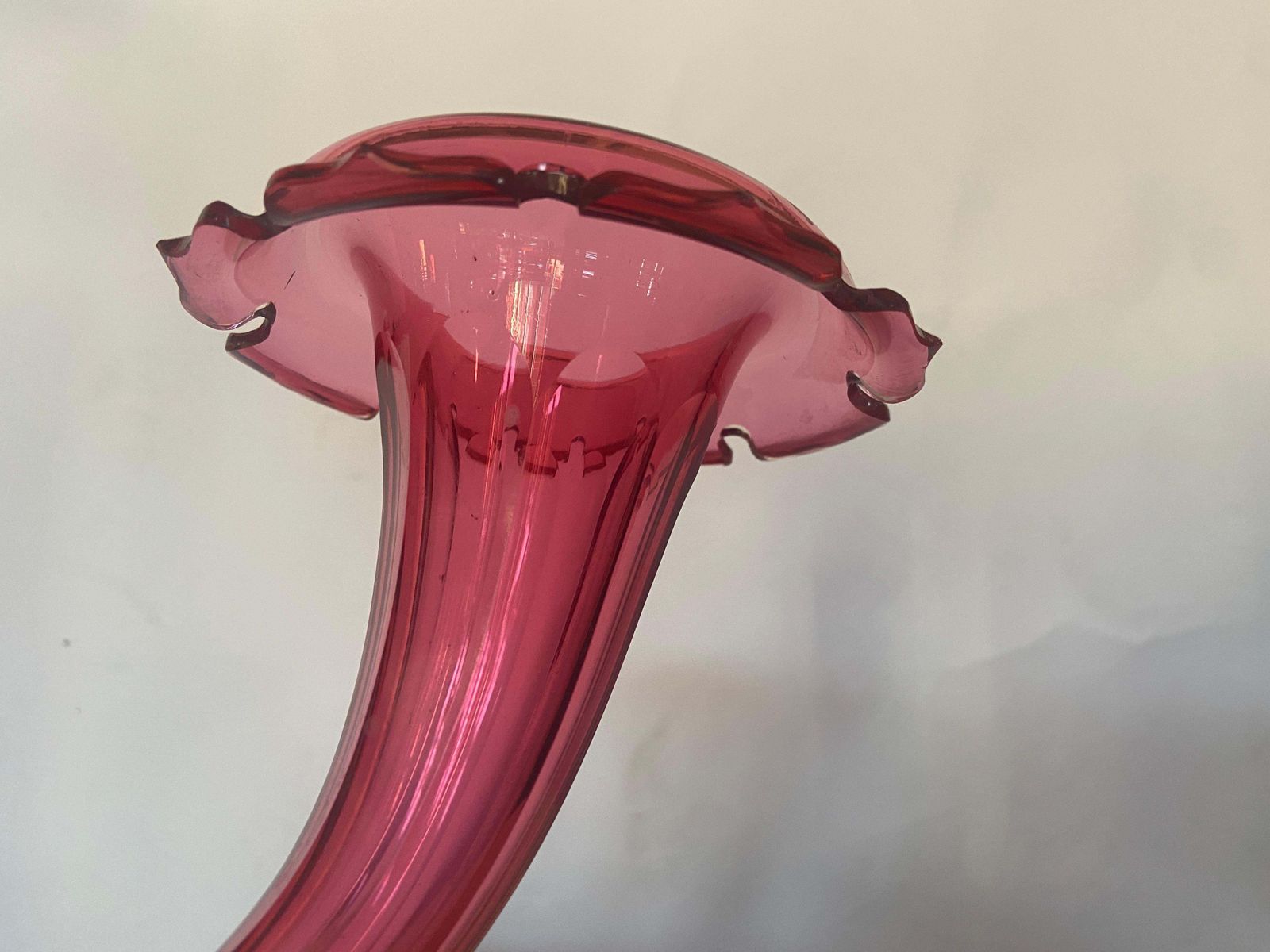 A Mid 19th Century French Cranberry Glass And Gilt Bronze Mounted Cornucopia photo 275.0