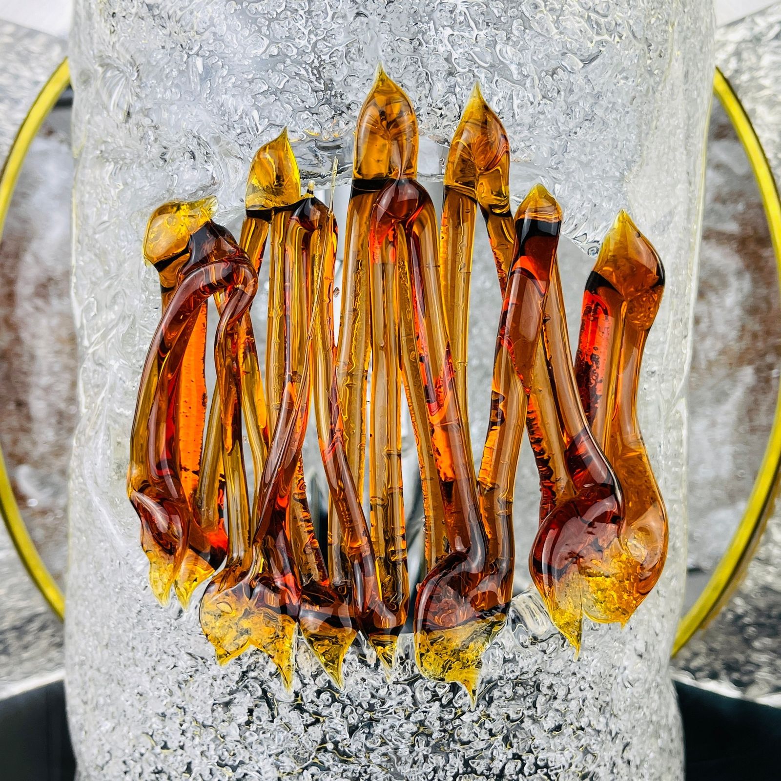 Mid Century Amber Murano Chrome Chandelier By Toni Zuccheri For Veart Italy 1970s photo vintage