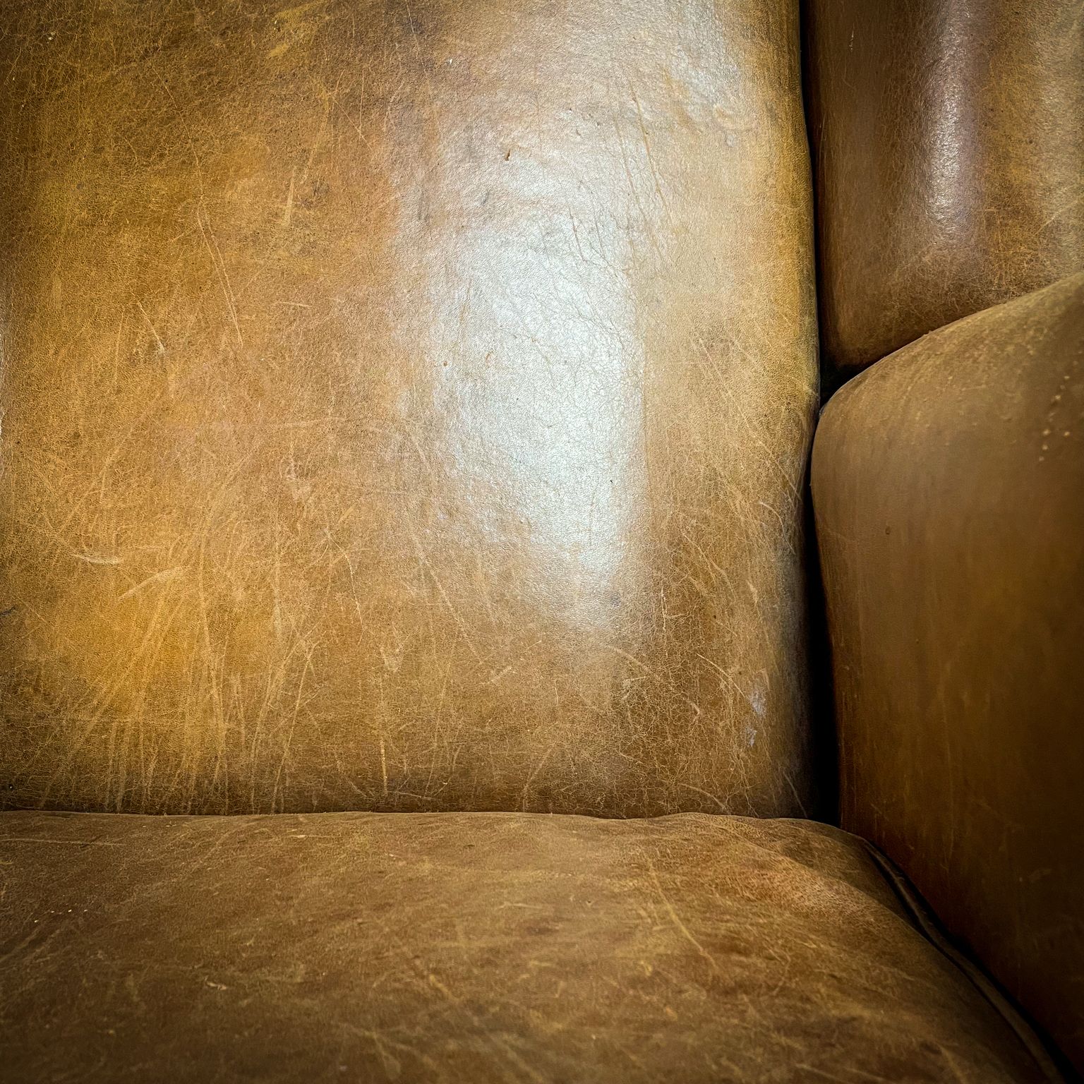 Furniture Vintage Sheepskin Wingback Armchair photo