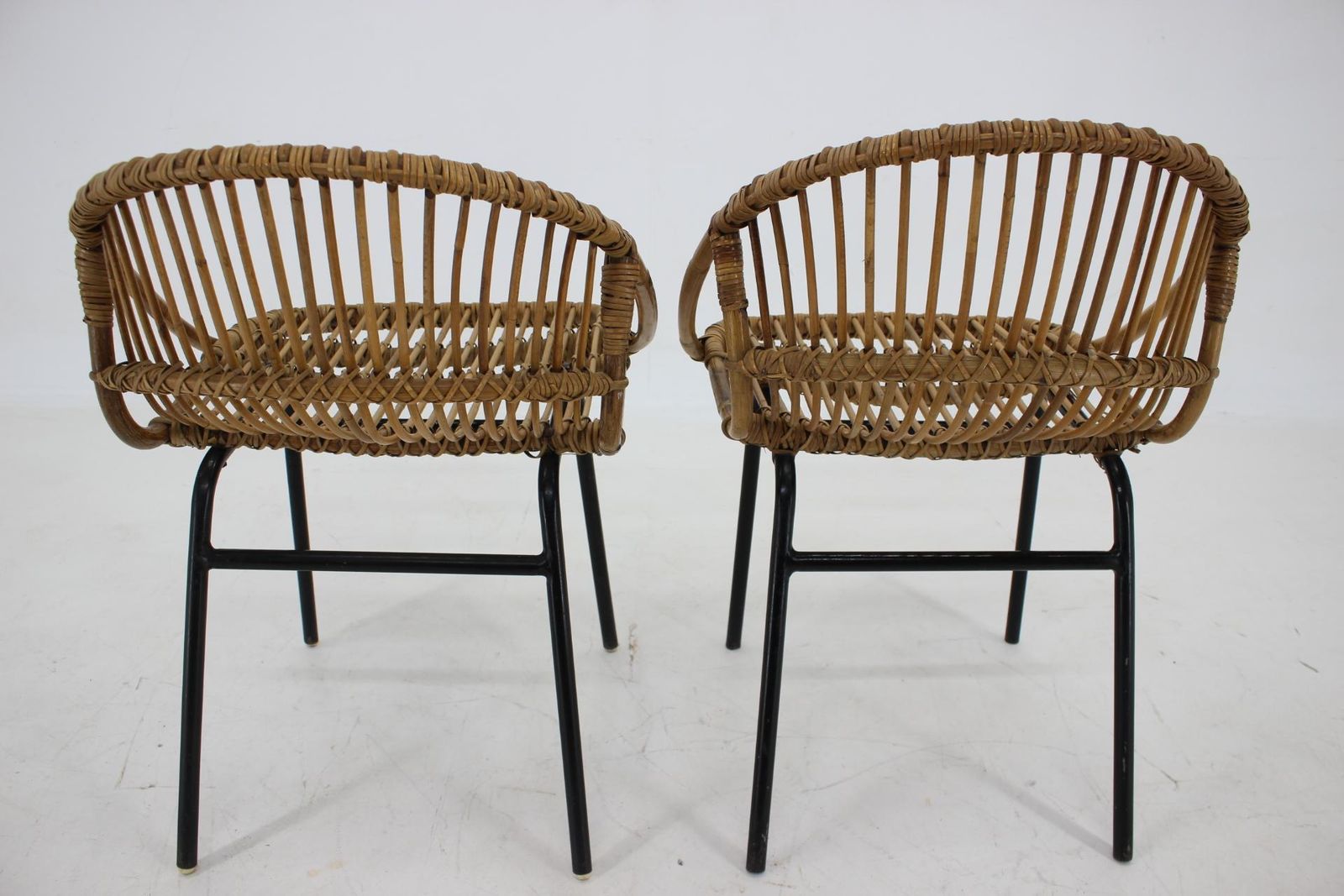 1970s Pair Of Alan Fuchs Rattan And Iron Lounge Chairs, Czechoslovakia photo 425.0