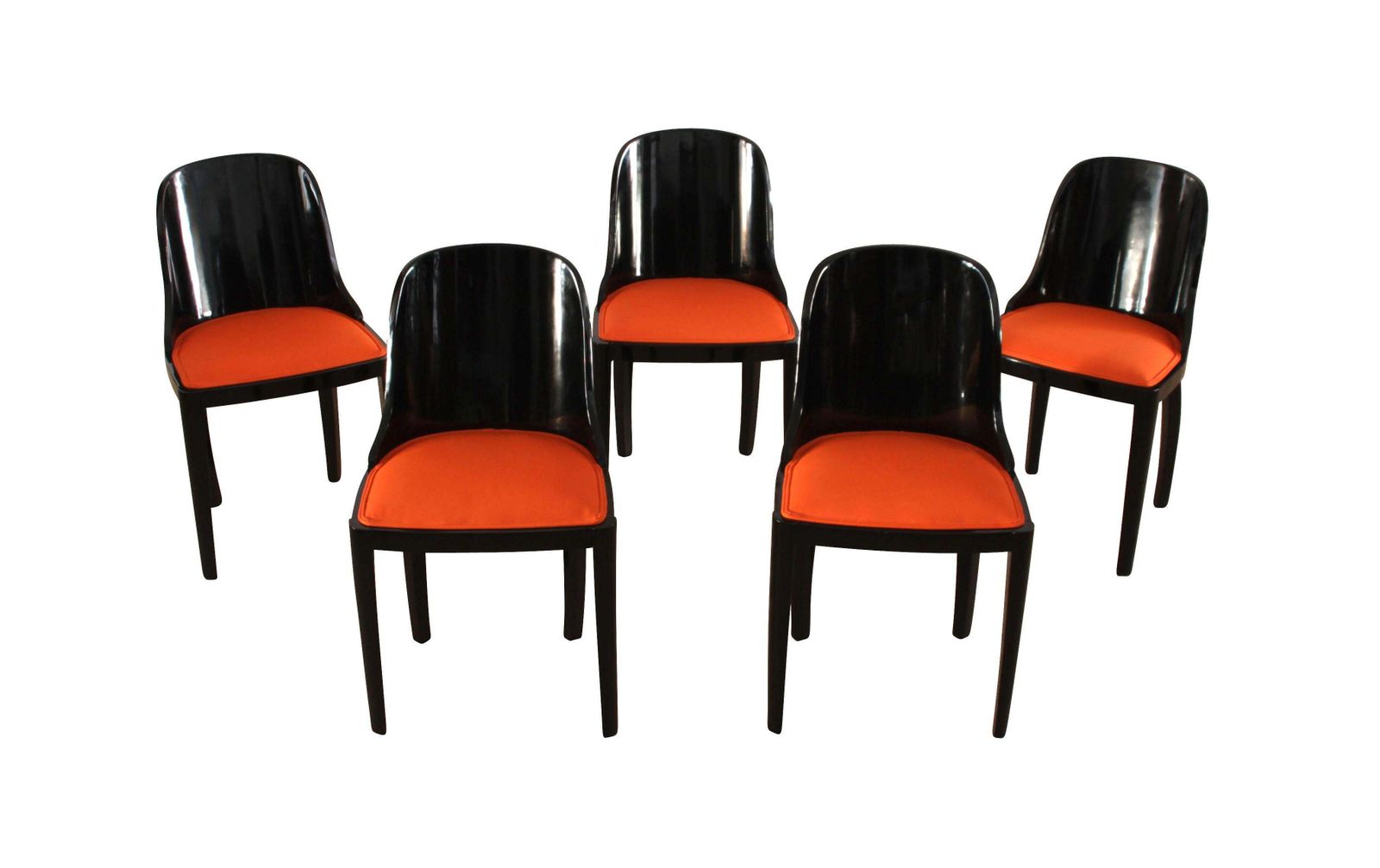 Art Deco Chair, Ebonized Wood, Orange Fabric, France, Circa 1930 photo Furniture