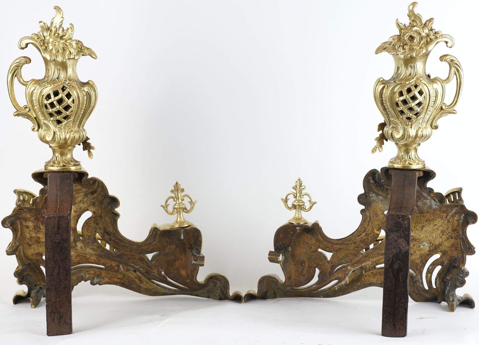 Pair Of Louis XV Style Bronze Chenets By Charles Casier photo vinterior