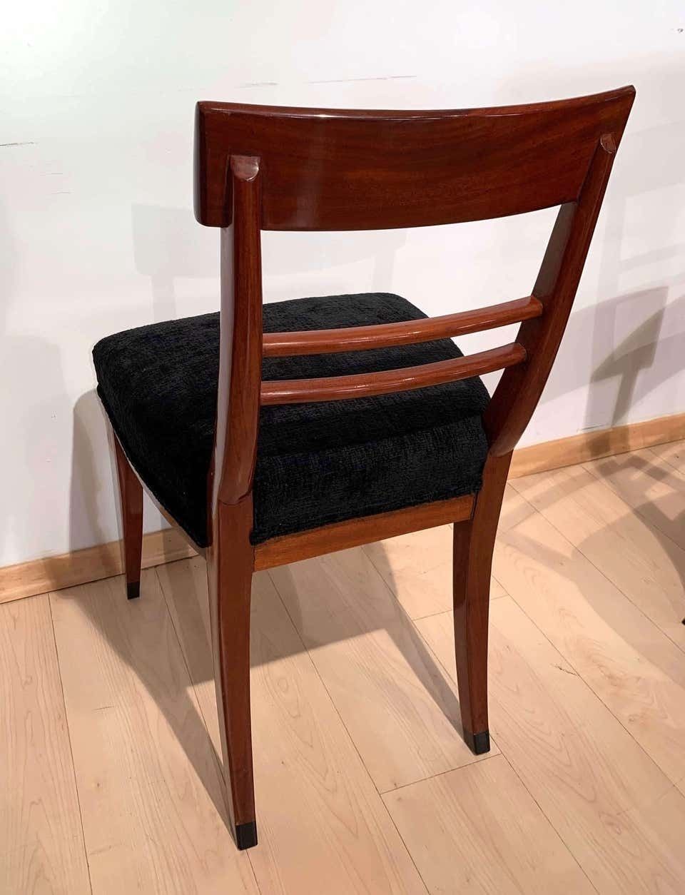 photo vinterior Neoclassical Biedermeier Side Chair, Mahogany, Ebony, Velvet, Vienna, Circa 1820