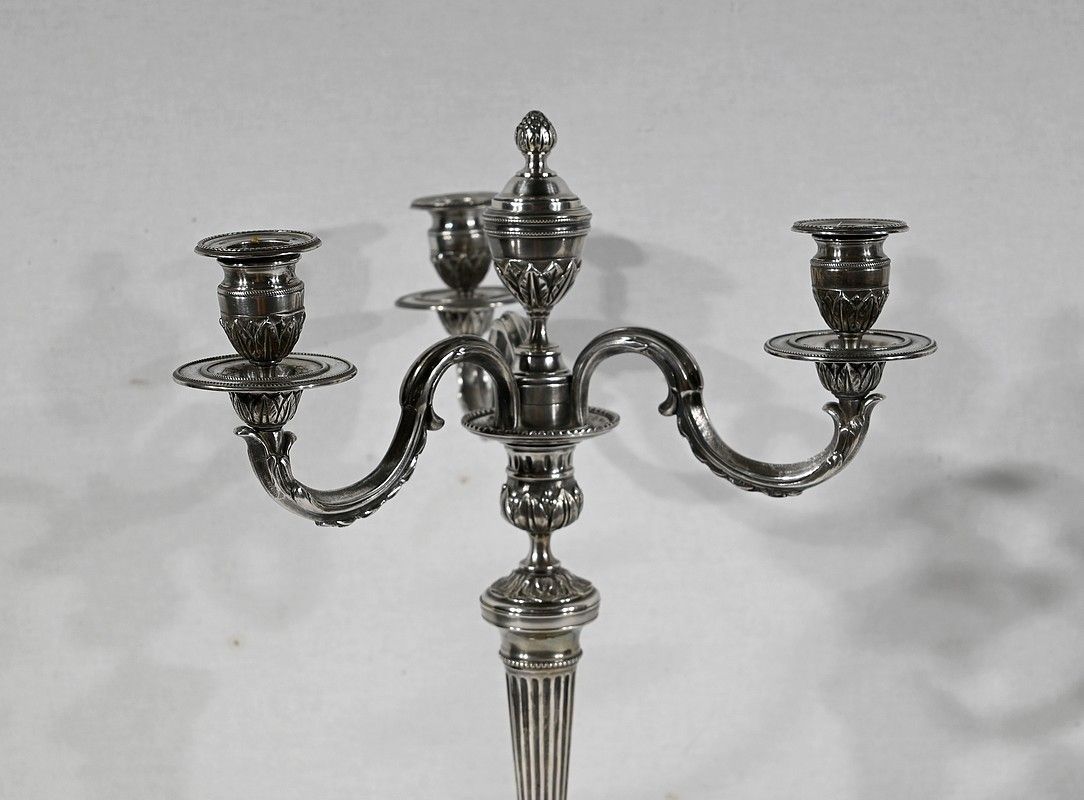 Pair Of Silver Bronze Candlesticks   Late 19th Century photo buy