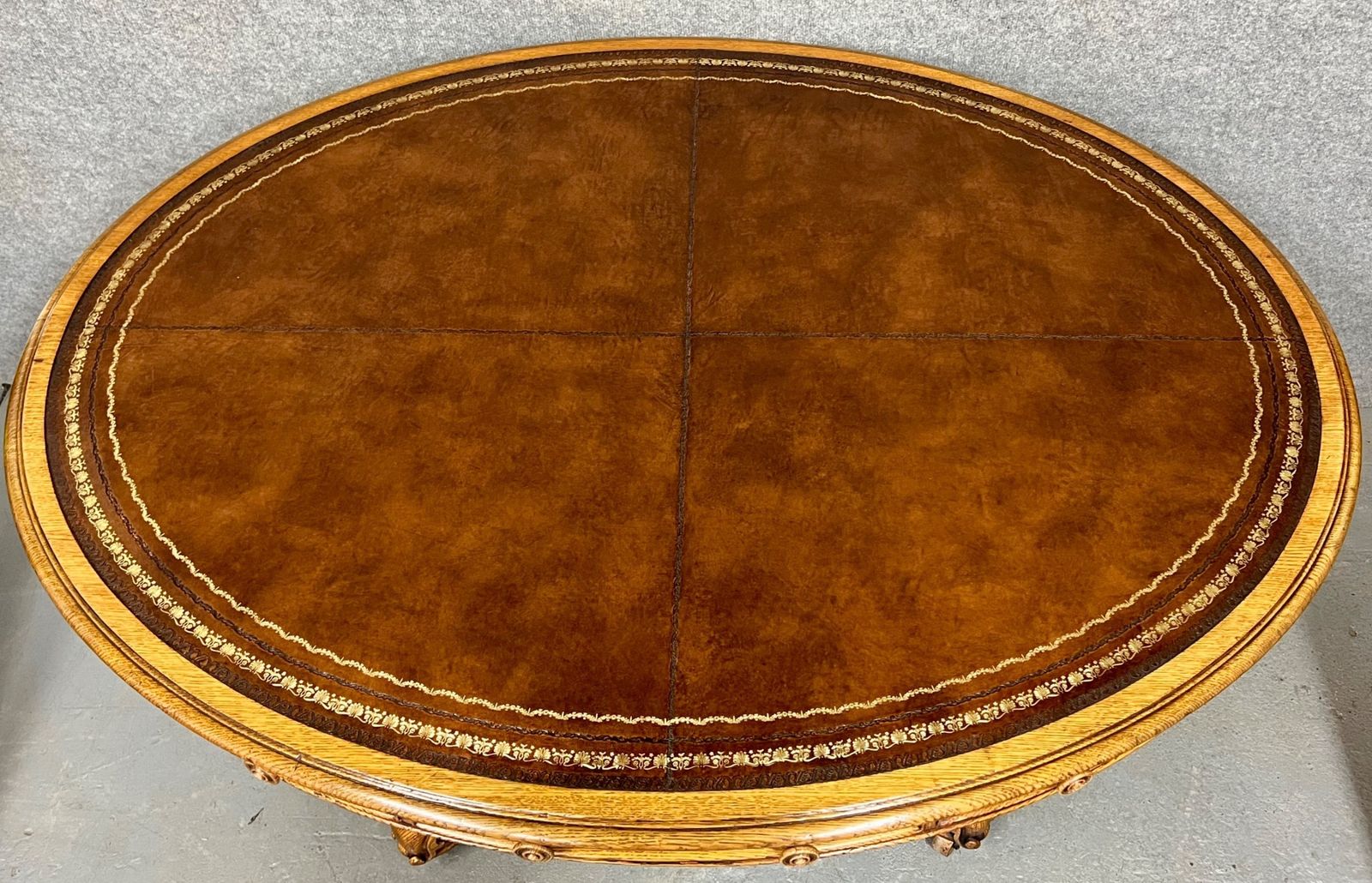 Unusual Oval Victorian Oak Drum Table photo vinterior