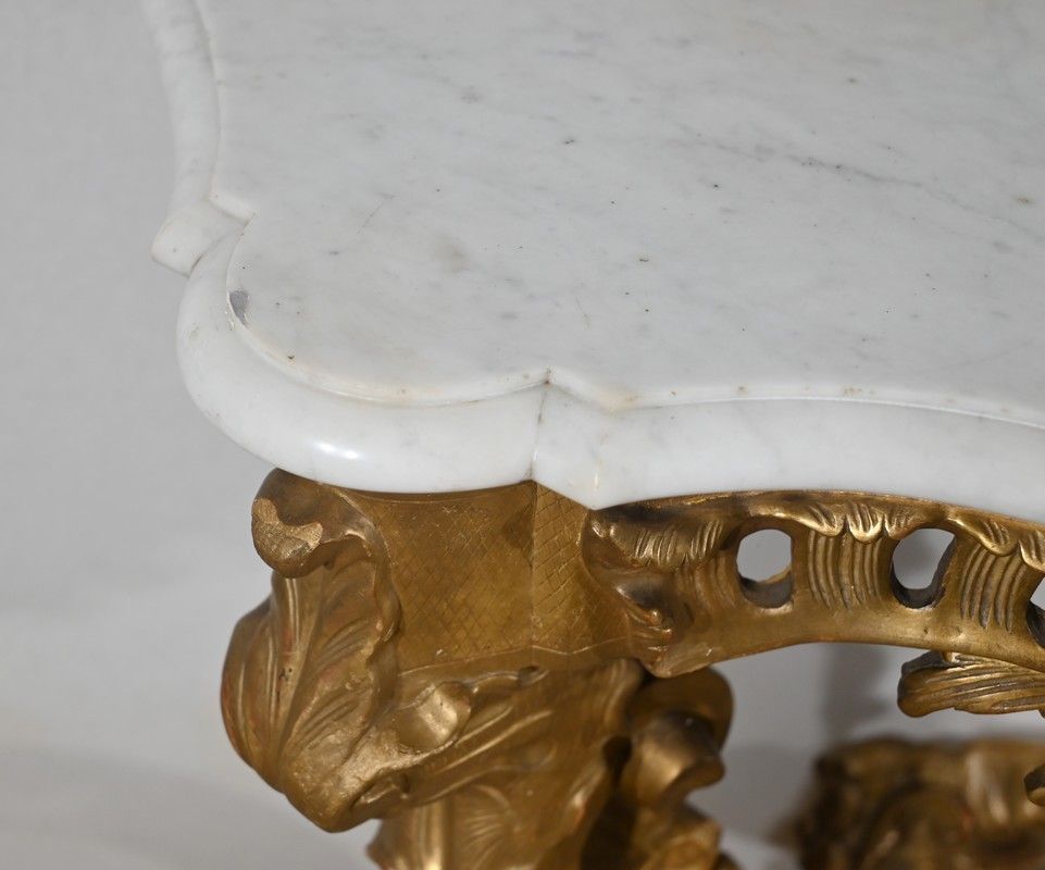 Wall Console In Golden Wood, Louis XV Style, Napoleon III Period   Mid 19th Century photo 2662.55