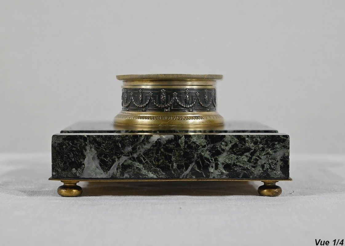 Inkwell With The Virgin In Bronze And Marble   Late 19th Century photo buy
