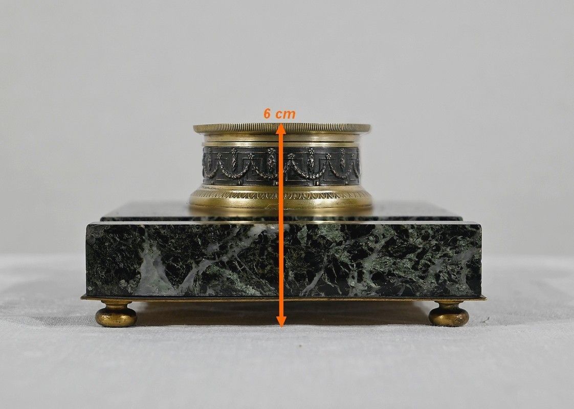 photo buy Inkwell With The Virgin In Bronze And Marble   Late 19th Century