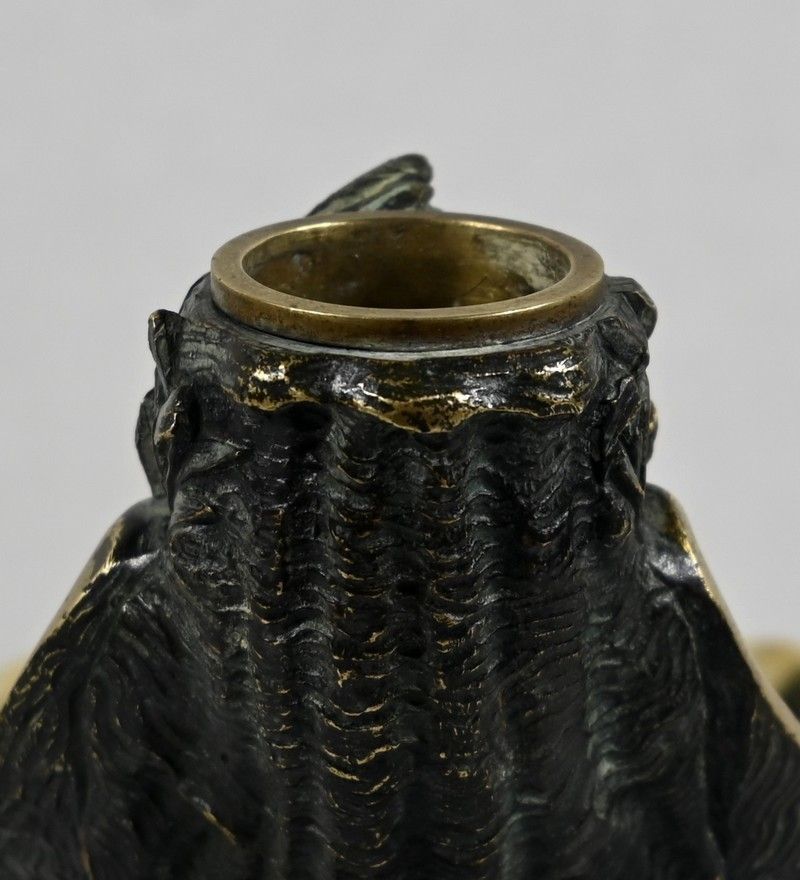 610.79 Inkwell In Bronze With Double Patina   2nd Part Of The 19th Century photo