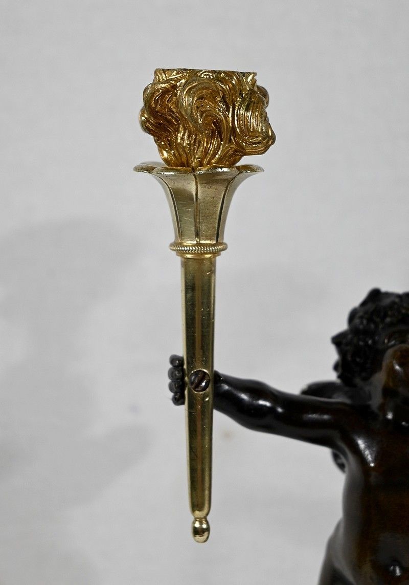 photo furniture Pair Of Bronze And Marble Candlesticks   1st Part Of The 19th Century
