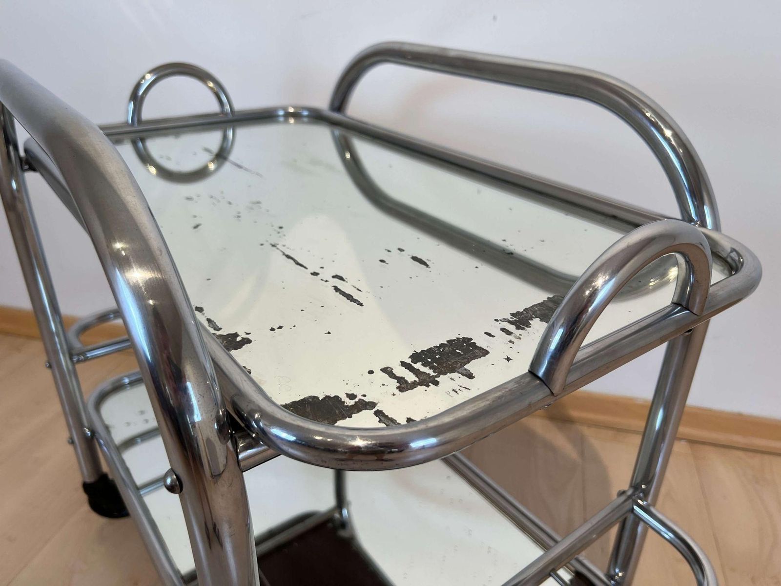photo buy Art Deco Bar Cart By Robert Mallet Stevens, Chromed Steel, France Circa 1925