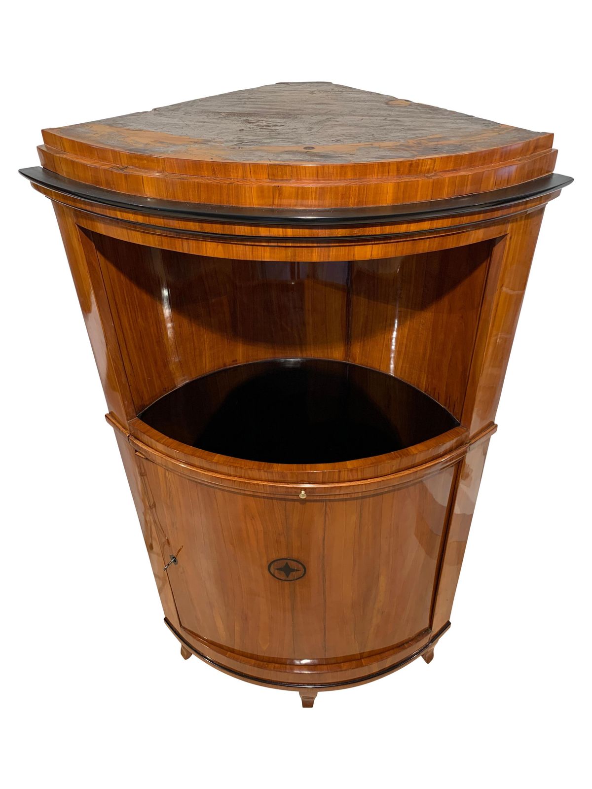Biedermeier Corner Cabinet, Cherry Veneer, Ebony Inlay, South Germany Circa 1820 photo furniture