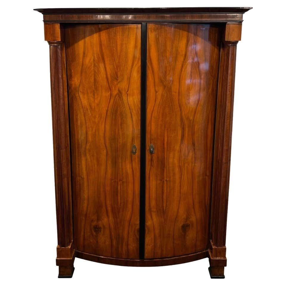 Biedermeier Armoire, Walnut Veneer, Full Columns, Austria/Vienna Around 1825