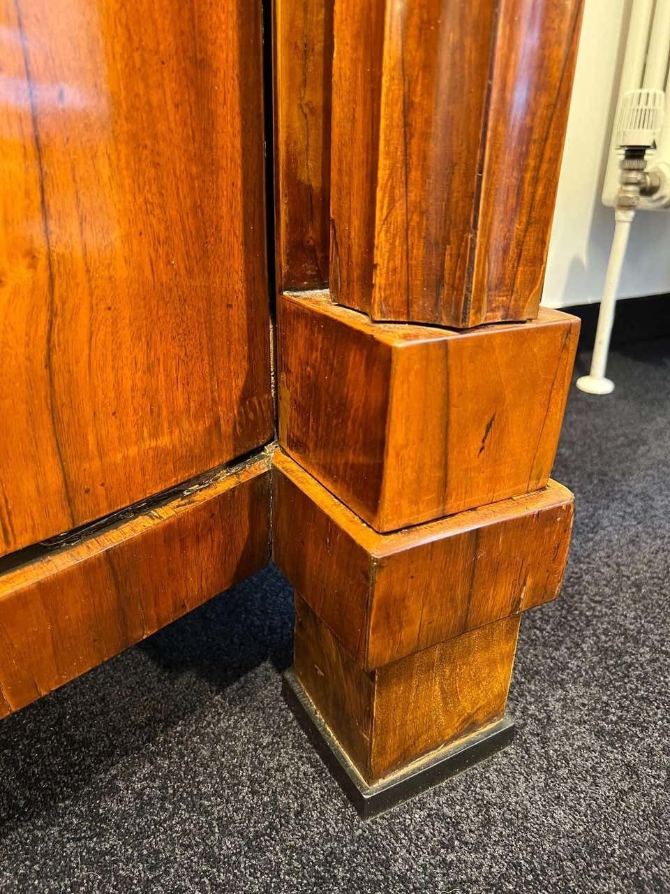 Biedermeier Armoire, Walnut Veneer, Full Columns, Austria/Vienna Around 1825 photo vintage