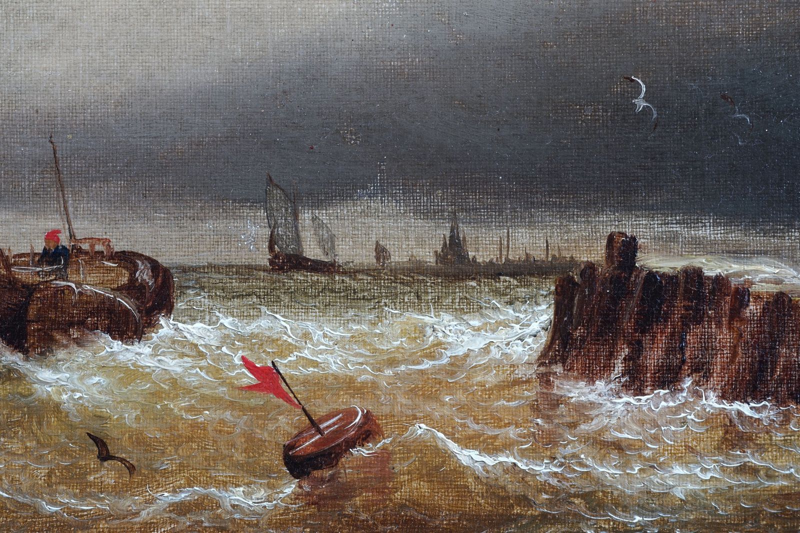 Fishing Boat Off Sheerness, George Stainton, Oil On Canvas photo for sale