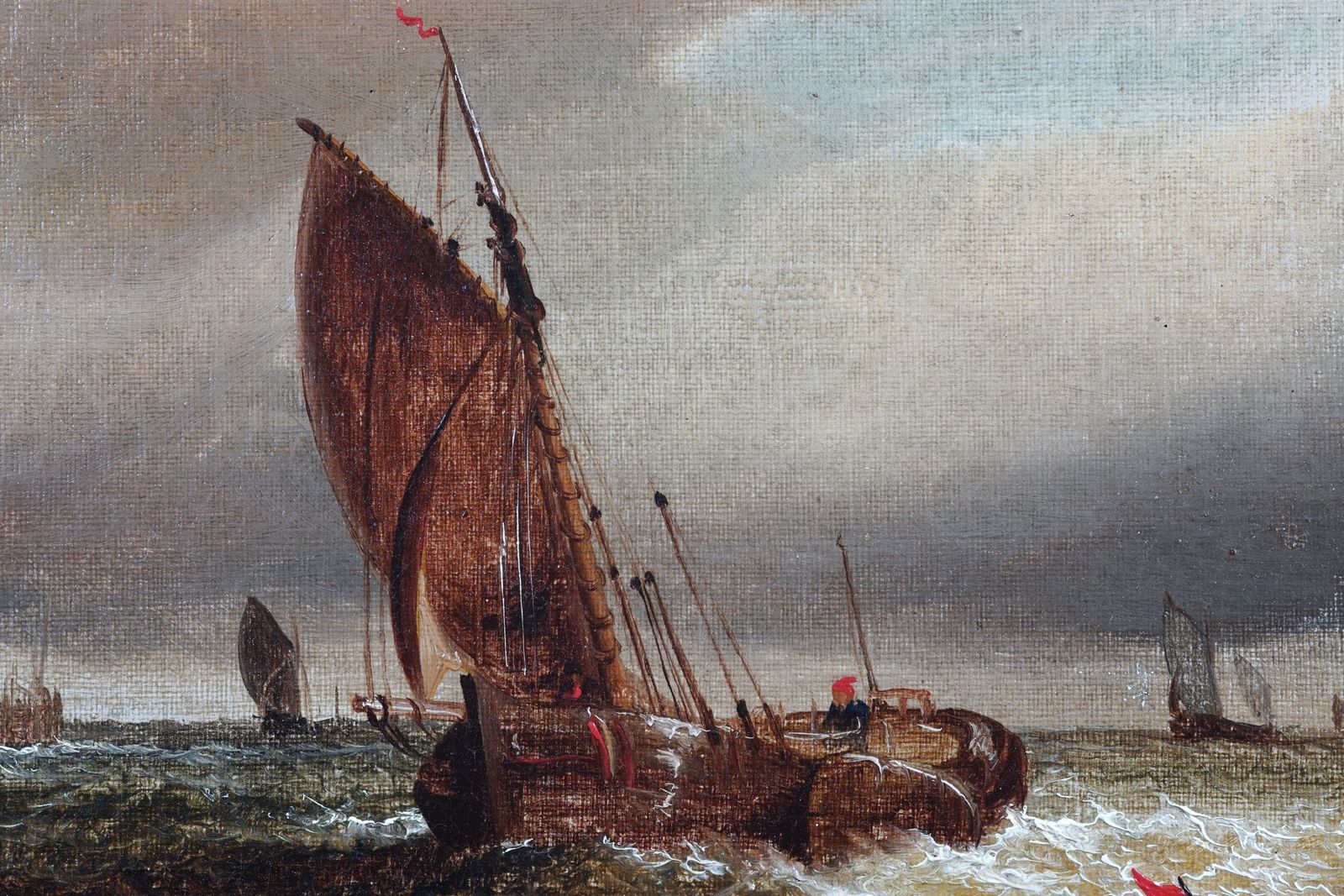 Fishing Boat Off Sheerness, George Stainton, Oil On Canvas photo Art