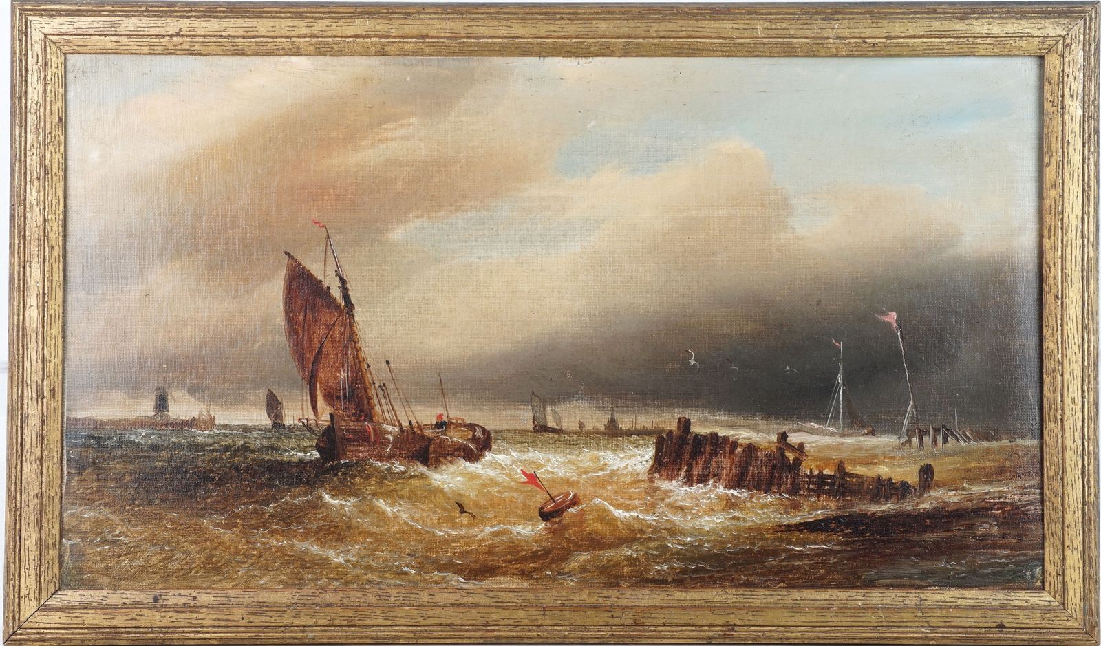 Fishing Boat Off Sheerness, George Stainton, Oil On Canvas photo furniture