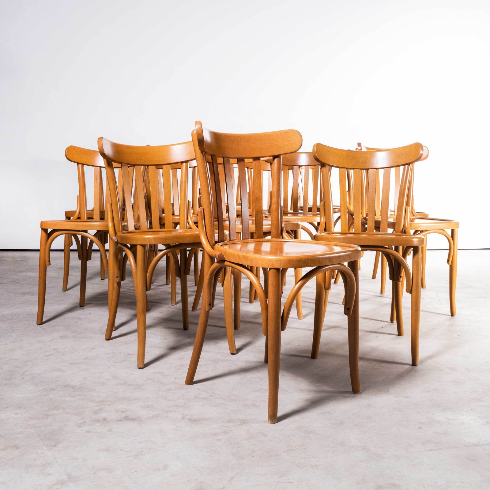 1970’s Bentwood Honey Beech Bentwood Dining Chairs – Set Of Fifteen