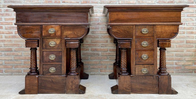 Antique French Carved Bedside Tables, 1900, Set Of 2