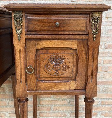 French Louis XVI Style Bedside Tables In Walnut, 1920, Set Of 2 photo Furniture