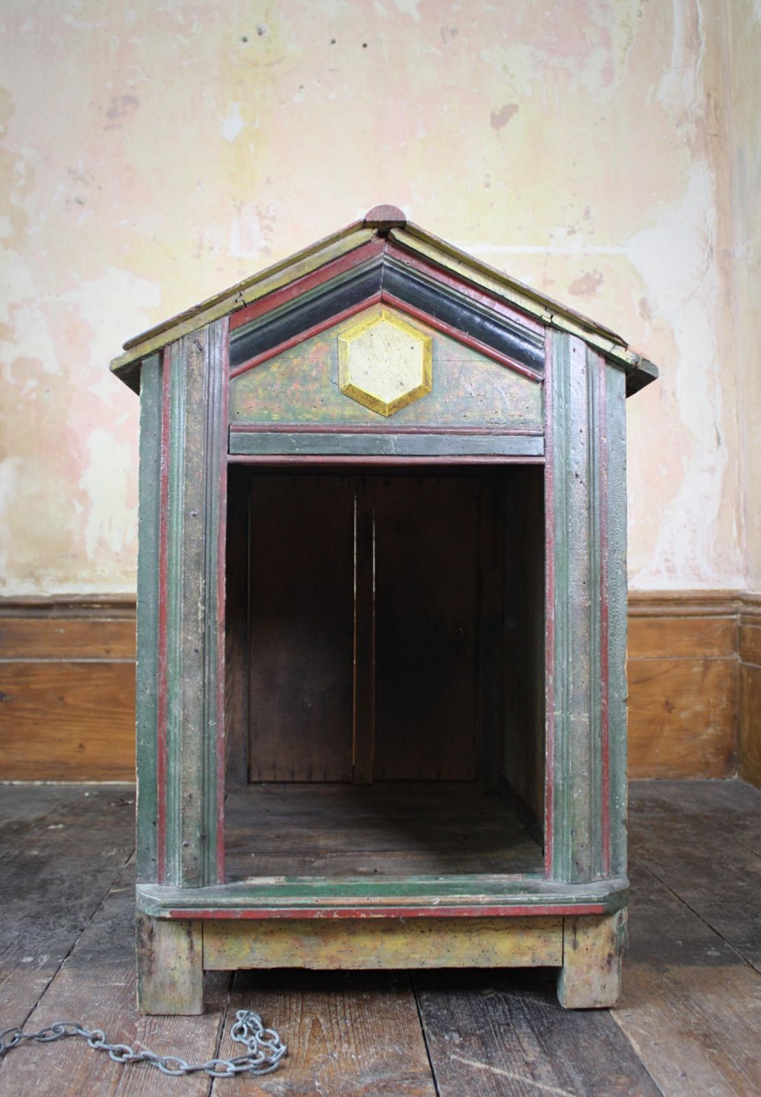 Late 19th Century Original Painted Green Faux Marble Dog Canine Kennel photo vinterior