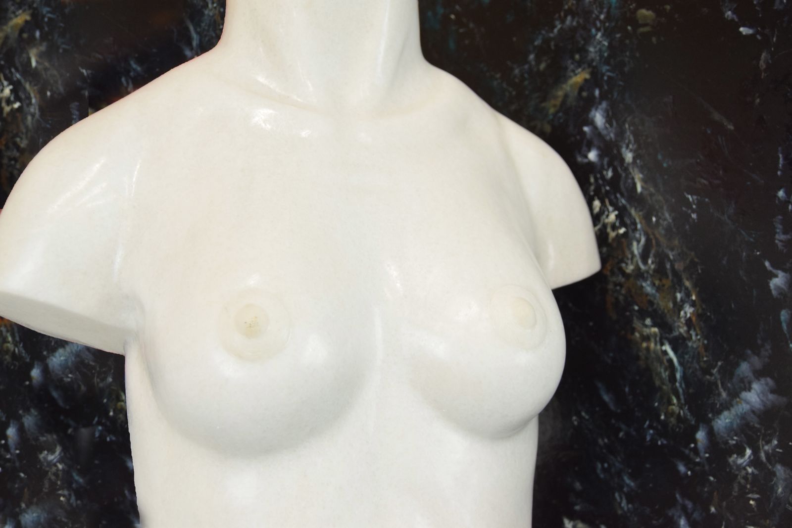 David Kemp   A Solid Mystery White Marble Three Quarter Bust Of A Female Torso photo for sale