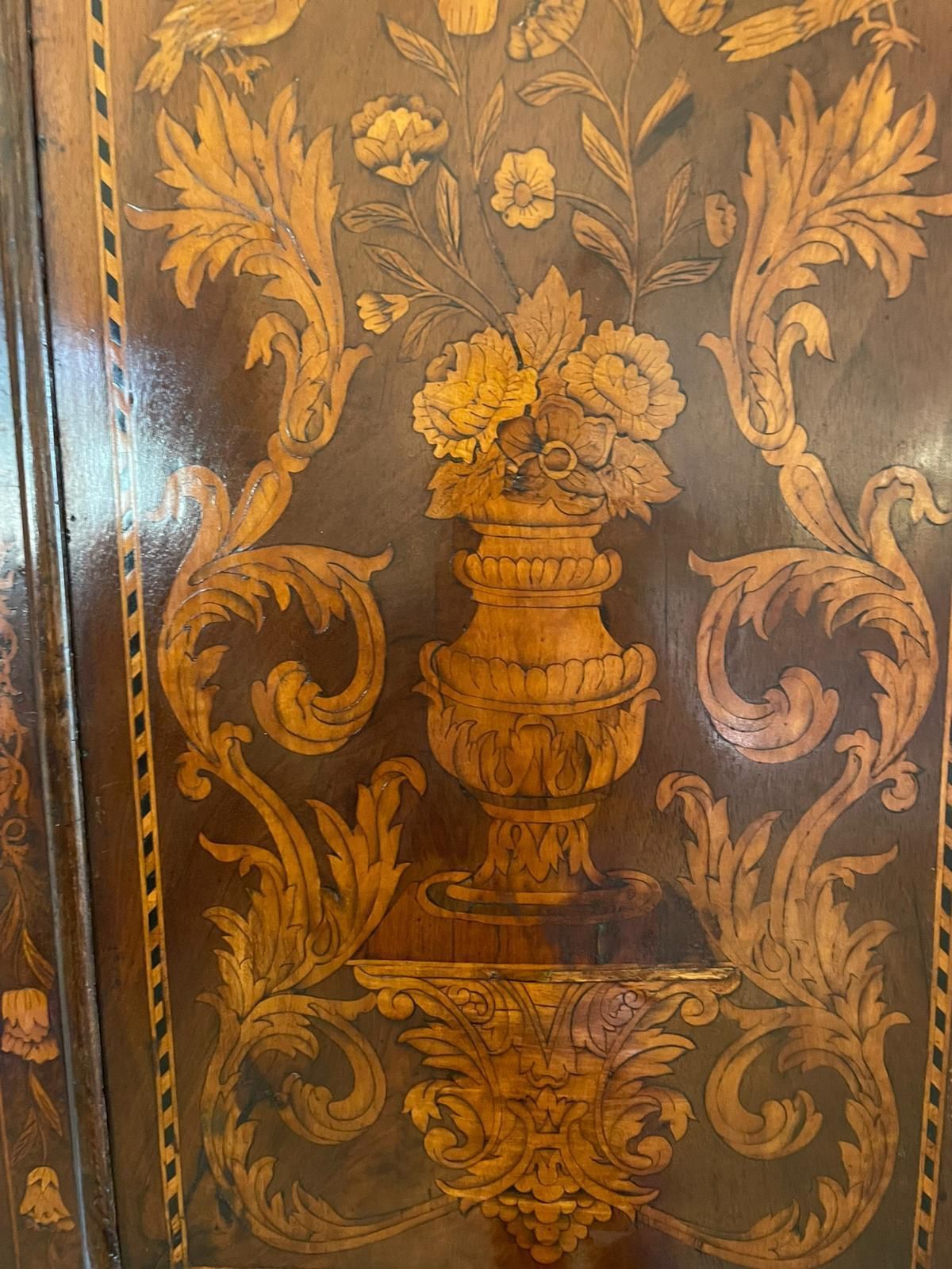 Antique Outstanding Quality Burr Walnut Inlaid Marquetry Double Dome Bureau photo buy