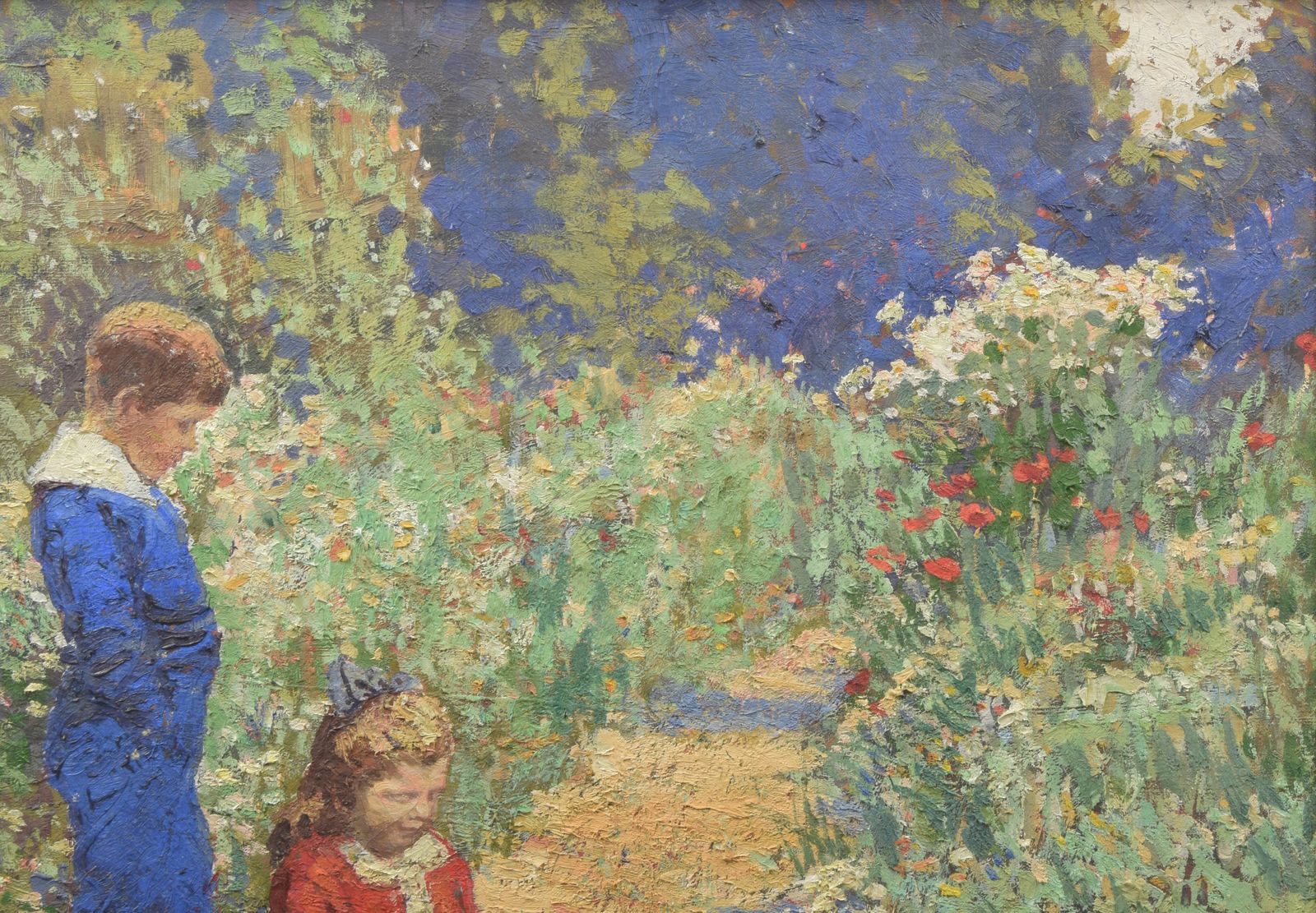 D Haslam (20th Century)   Original Oil On Canvas   Children In A Field photo Art