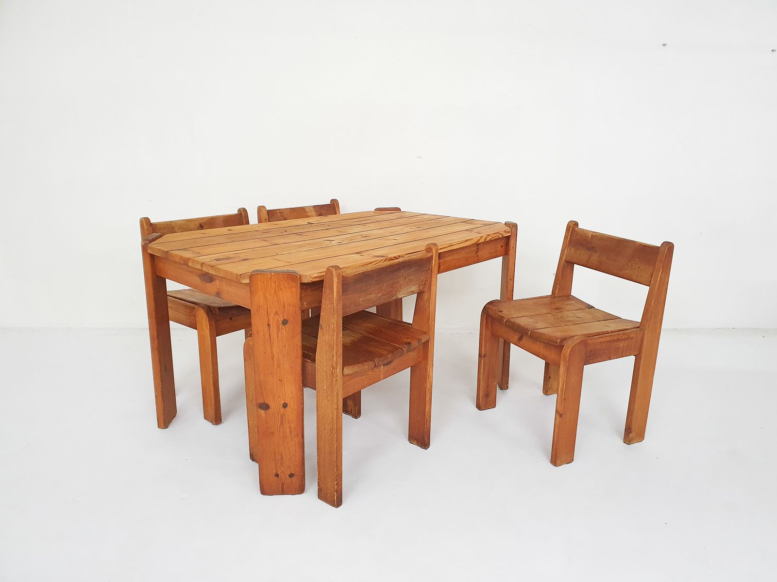 Furniture Pinewood Dining Table Attrb. To Ate Van Apeldoorn, The Netherlands 1970's photo