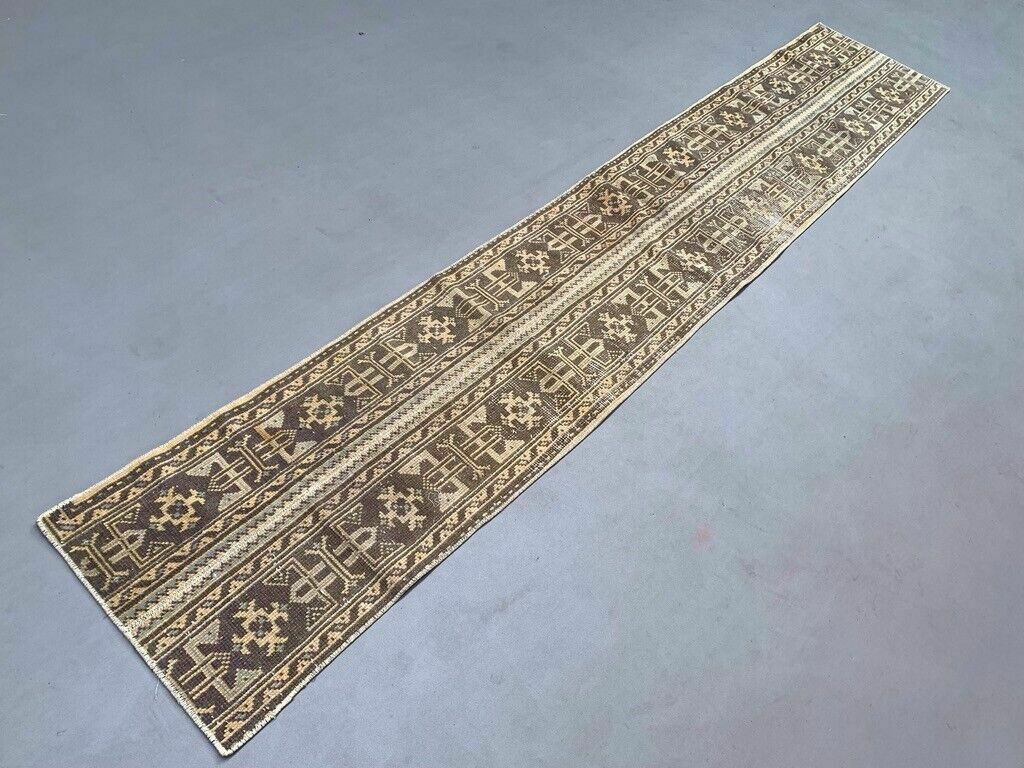 Distressed Turkish Narrow Runner 313x55 Cm Wool Vintage Tribal Rug photo furniture