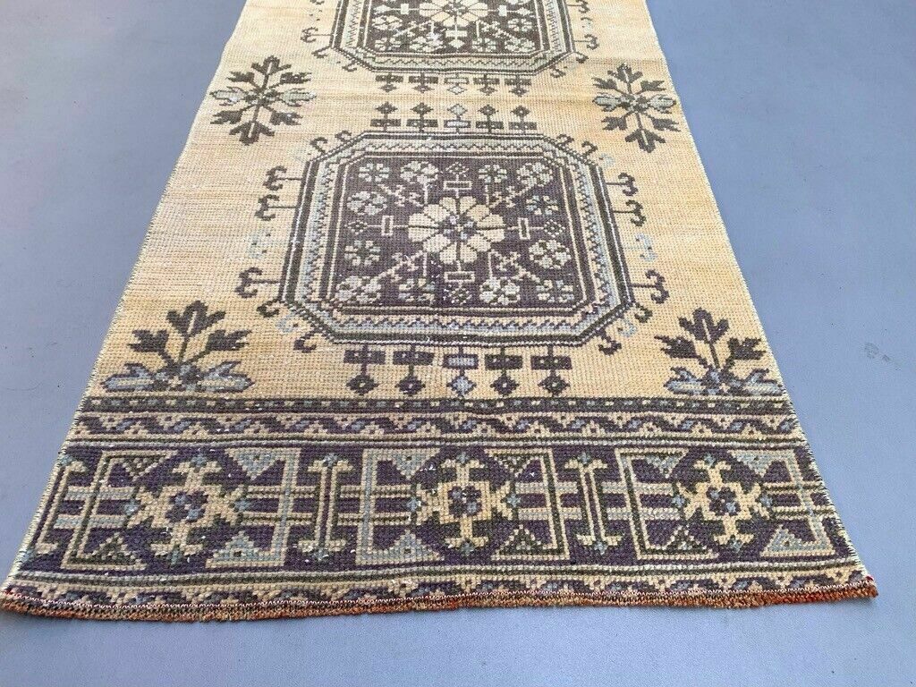 Distressed Turkish Runner 350x75 Cm Wool Vintage Tribal Rug photo vinterior