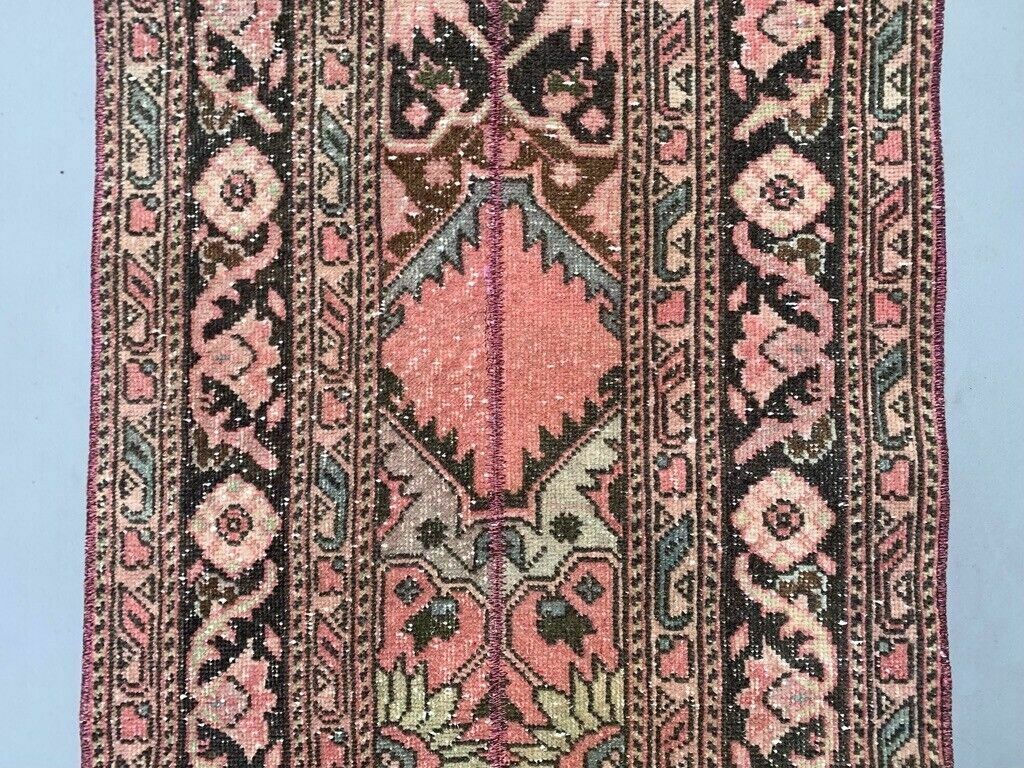 Distressed Turkish Narrow Runner 409x70 Cm Wool Vintage Tribal Rug photo Textiles