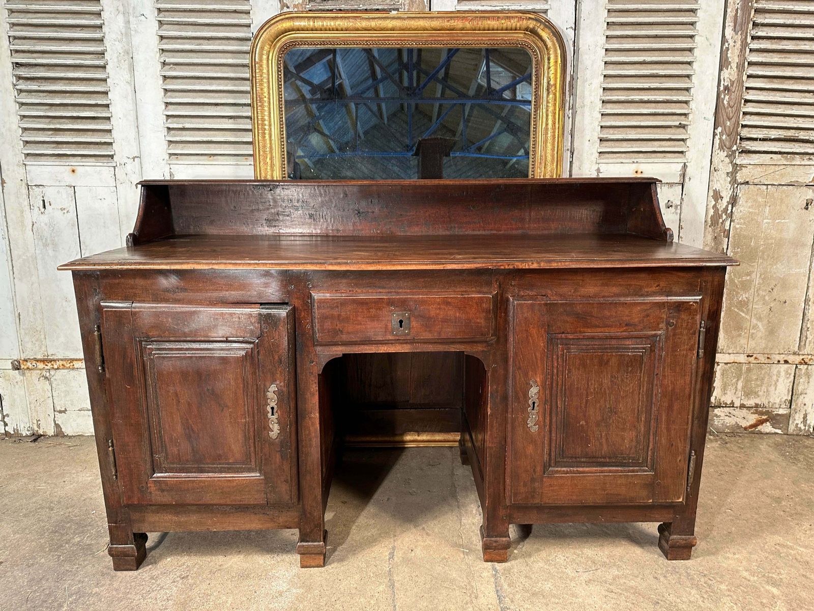 Rare Early Antique French Provincial Château Estate Managers Oak & Walnut Counter/Desk/Console Circa 1700