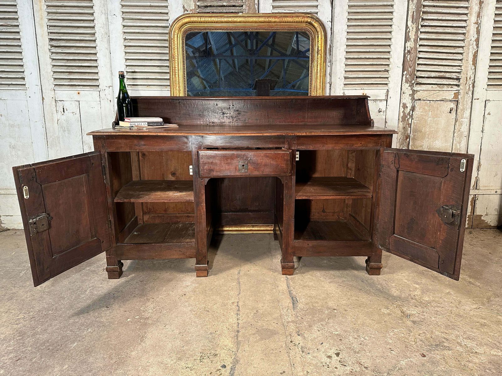 Rare Early Antique French Provincial Château Estate Managers Oak & Walnut Counter/Desk/Console Circa 1700 photo for sale